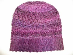 Crochet Slouchy Beanie Purple Apres Ski Hat sm