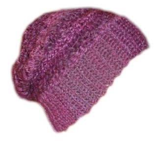 Crochet Slouchy Beanie Purple Apres Ski Hat