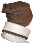 Fleece Beanie Gaiter Gray Brown Slouchy Back