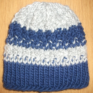 Knit Beanie Hat Ski Navy Gray Wool Mohair Headband