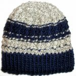 Knit Beanie Ski Hat Wool Mohair Purple Gray Double Knit Headband Fair Isle