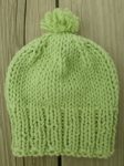 Knit Beanie Slouchy Spring Green Button in Pom Pom