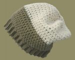 Crochet Slouchy Hat Beanie Taupe Aran Color Block B