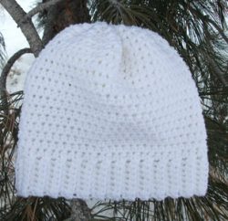 Crochet Beanie Slouchy Hat Ski Winter White Ivory Aran Wool