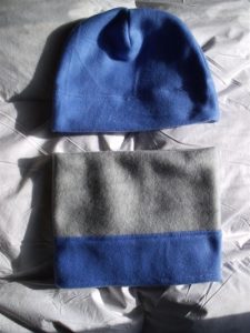 Blue Gray Fleece Beanie Hat Neck Gaiter Set Custom « Blue and White ...