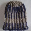 Knit Beanie Brioche Hat Chalk Blue Linen Basket Weave