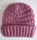 Crocheted Beanie Hat Spring Rose Pink Star Stitch