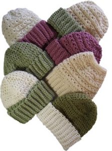 crocheted beanies hats brimmed spring green rose vanilla