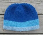 Blue Snaggletooth Banded Wool Hand Knit Beanie Hat