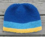 Blue Goldenrod Navy Snaggletooth Banded Wool Hand Knit Beanie Hat Men’s